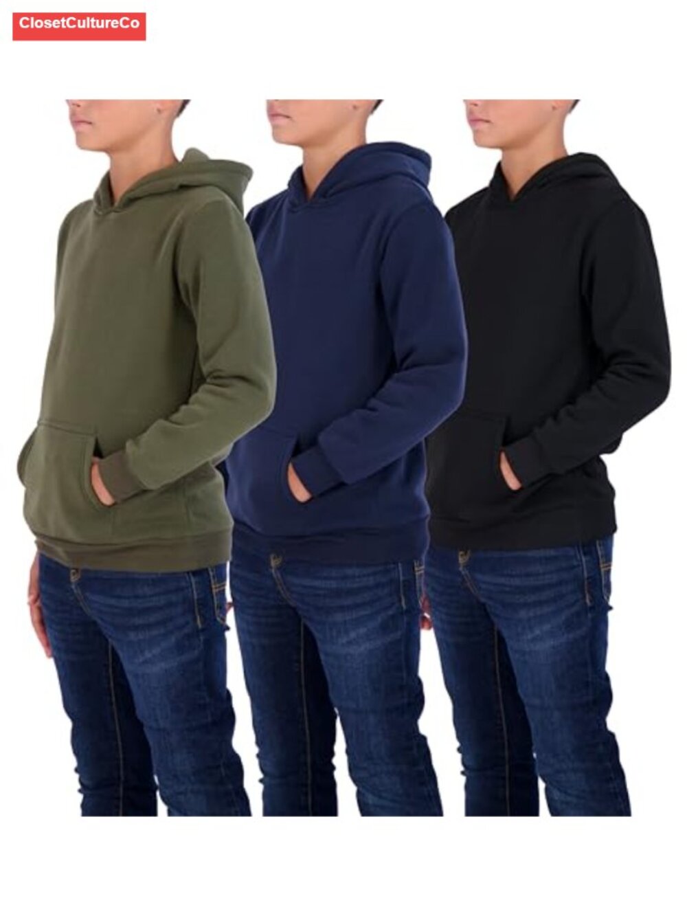 Boys 3 Pack Fleece Pullover Hoodies Sweatshirts Youth School Activewear